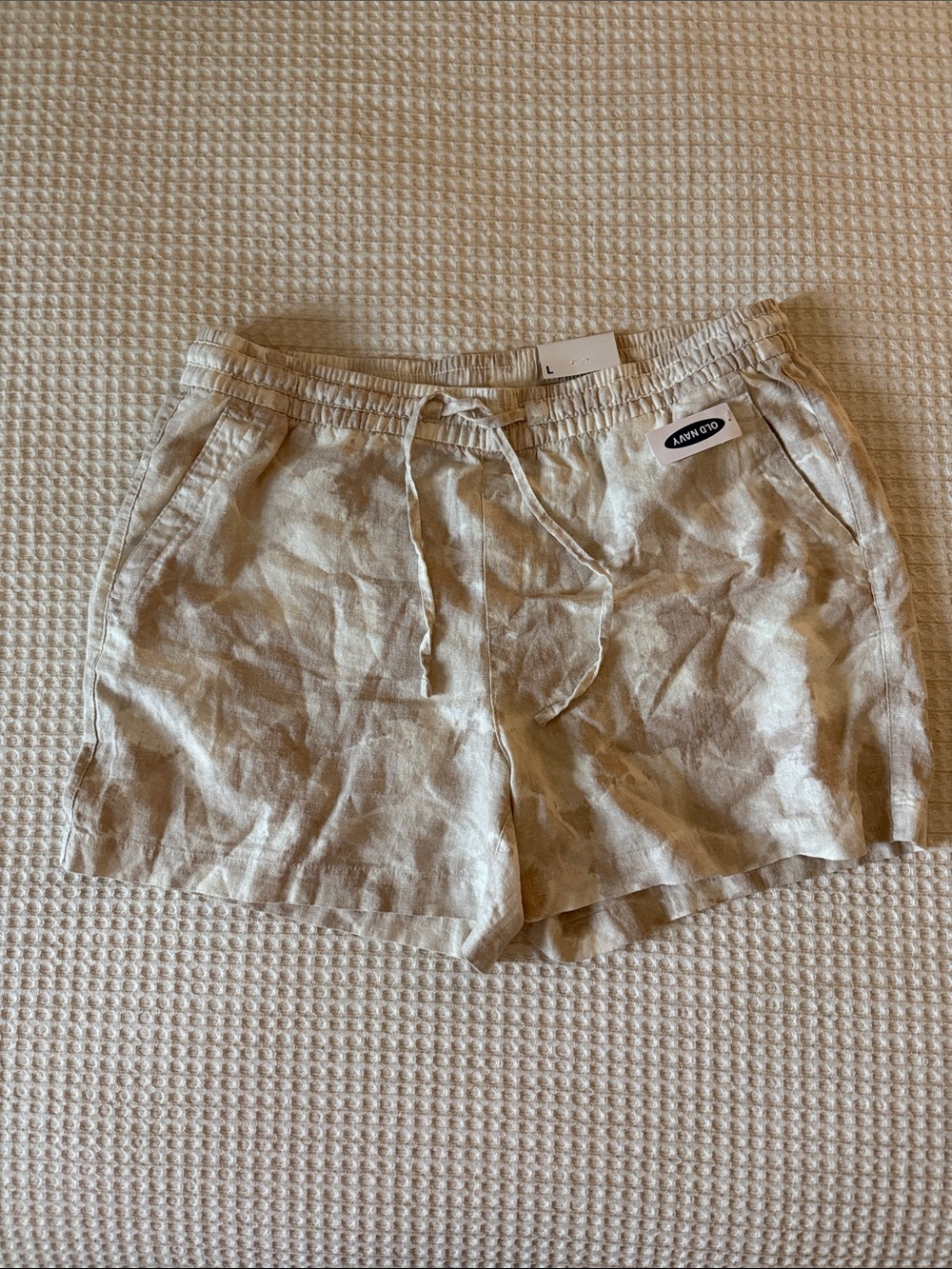 Old Navy Women's High-Waist Linen-Blend Drawstring Shorts — Sand/Tan